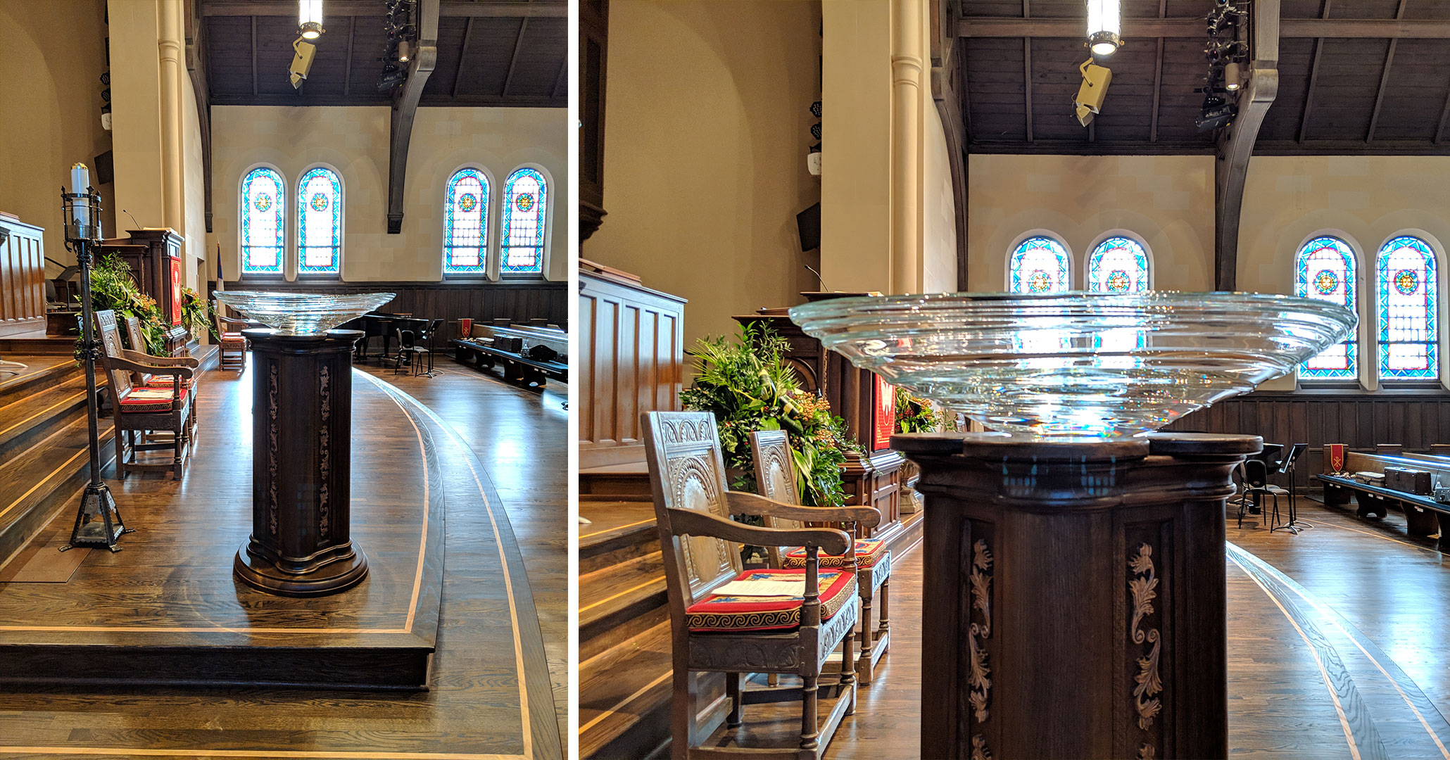 Historic Preservationists and Interior Designers at Boudreaux worked with First Presbyterian Church in Spartanburg, SC to design the baptismal font.