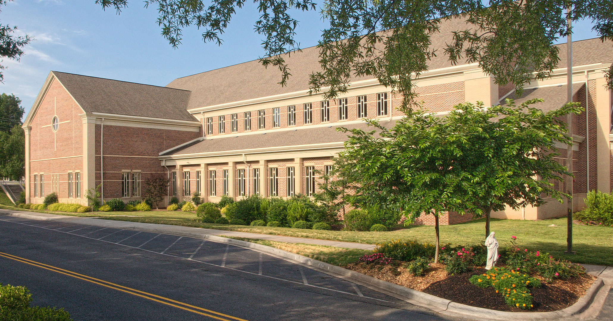 Boudreaux architects worked with St. Mark Catholic Church to design a traditional entry to the new church.