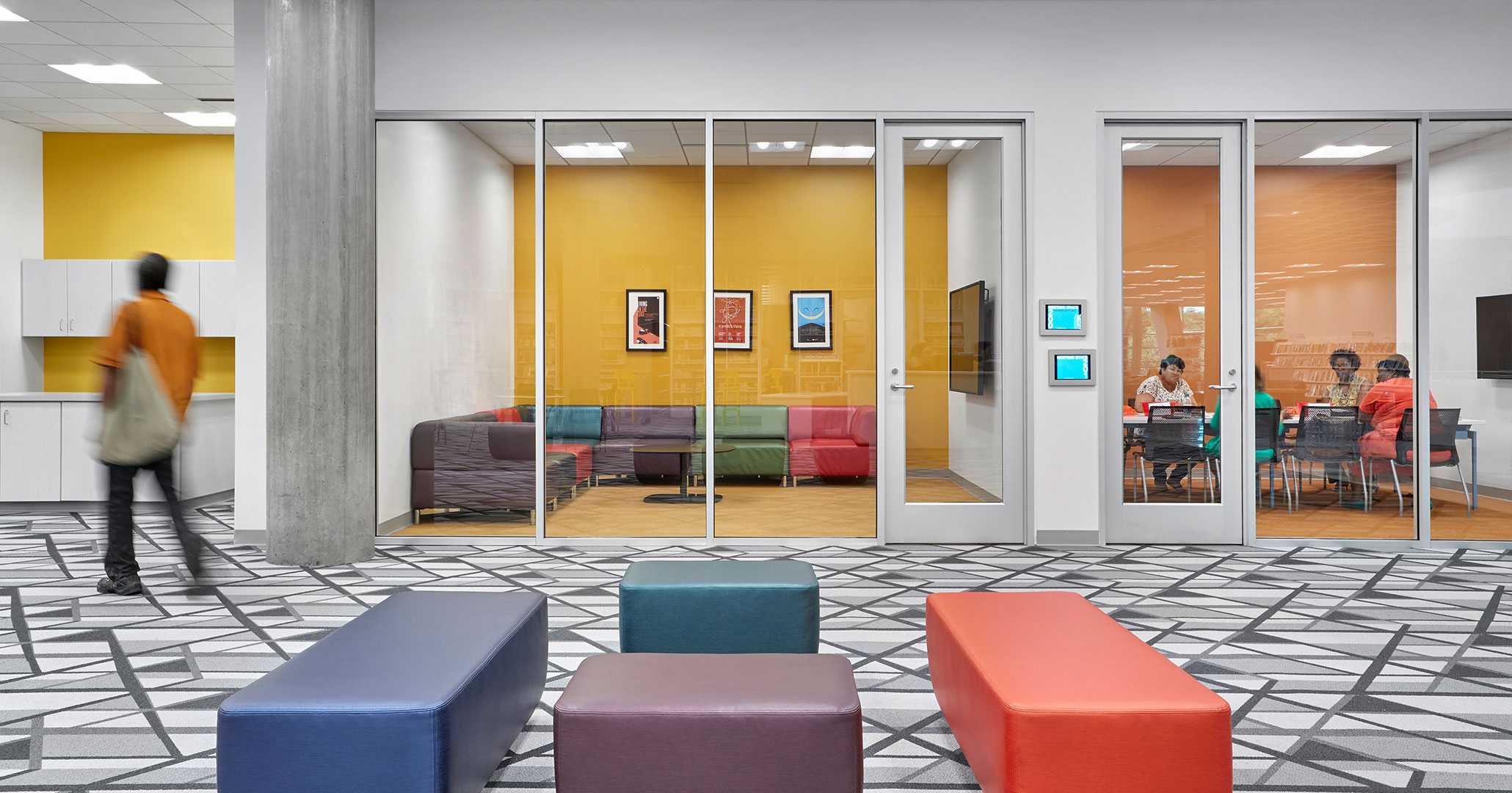 Boudreaux designed comfortable spaces for public library patrons.