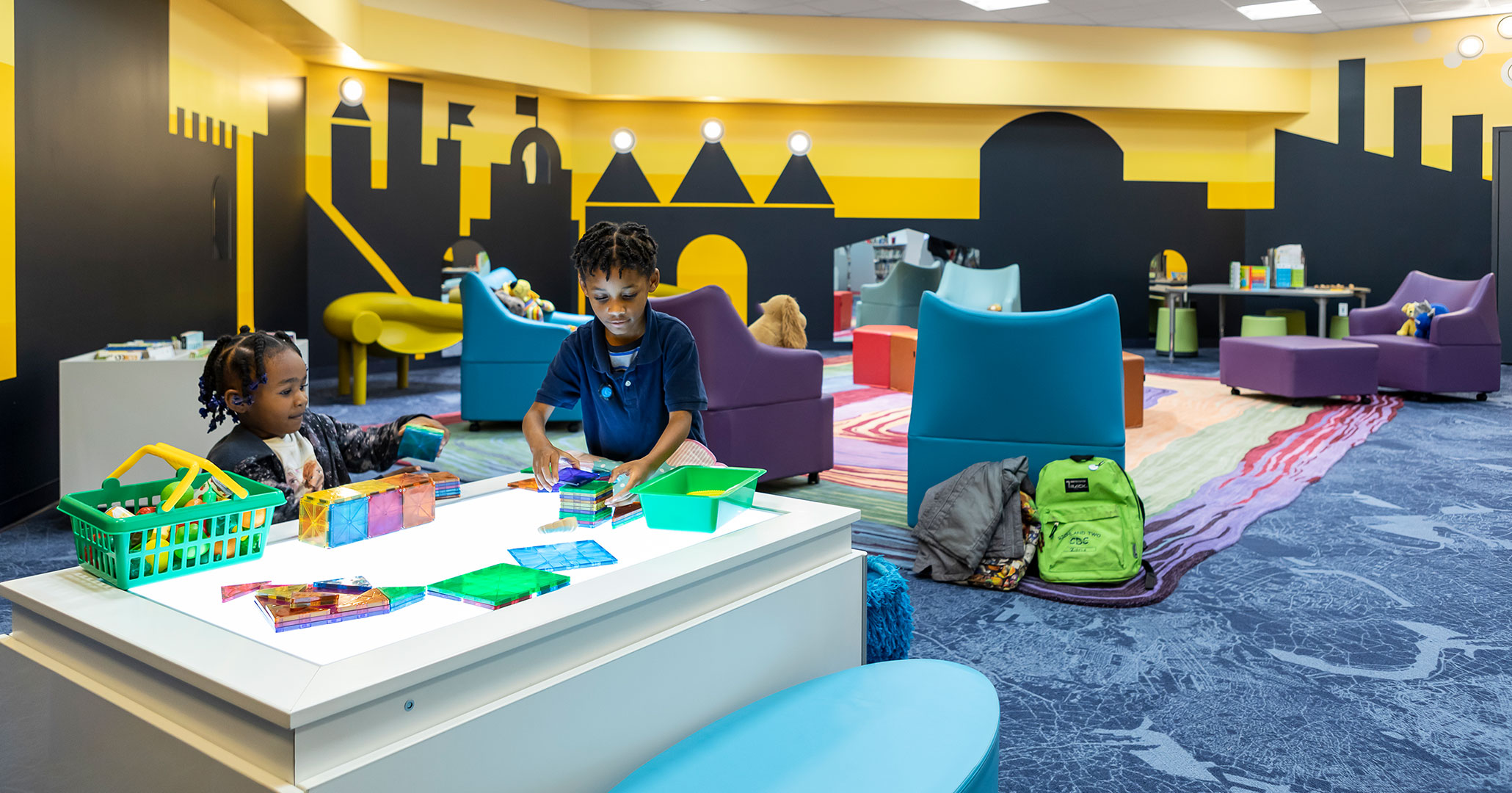 Boudreaux architects worked with the Richland Library to update the exterior and design the interiors at the Richland Library Northeast Branch Location. The Children’s room is full of stimulating and educational equipment.