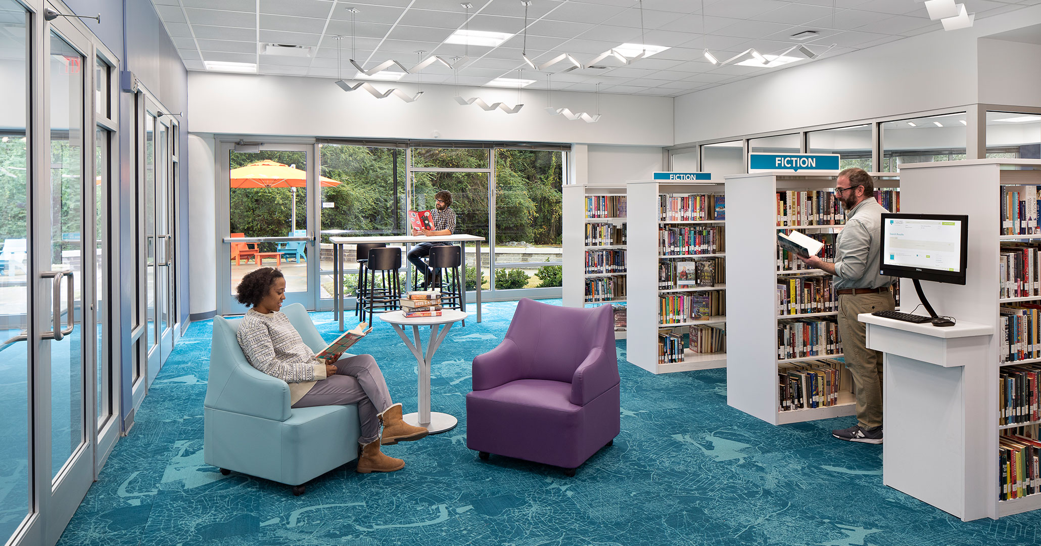 Boudreaux architects worked with the Richland Library to update the exterior and design the interiors at the Richland Library Northeast Branch Location.