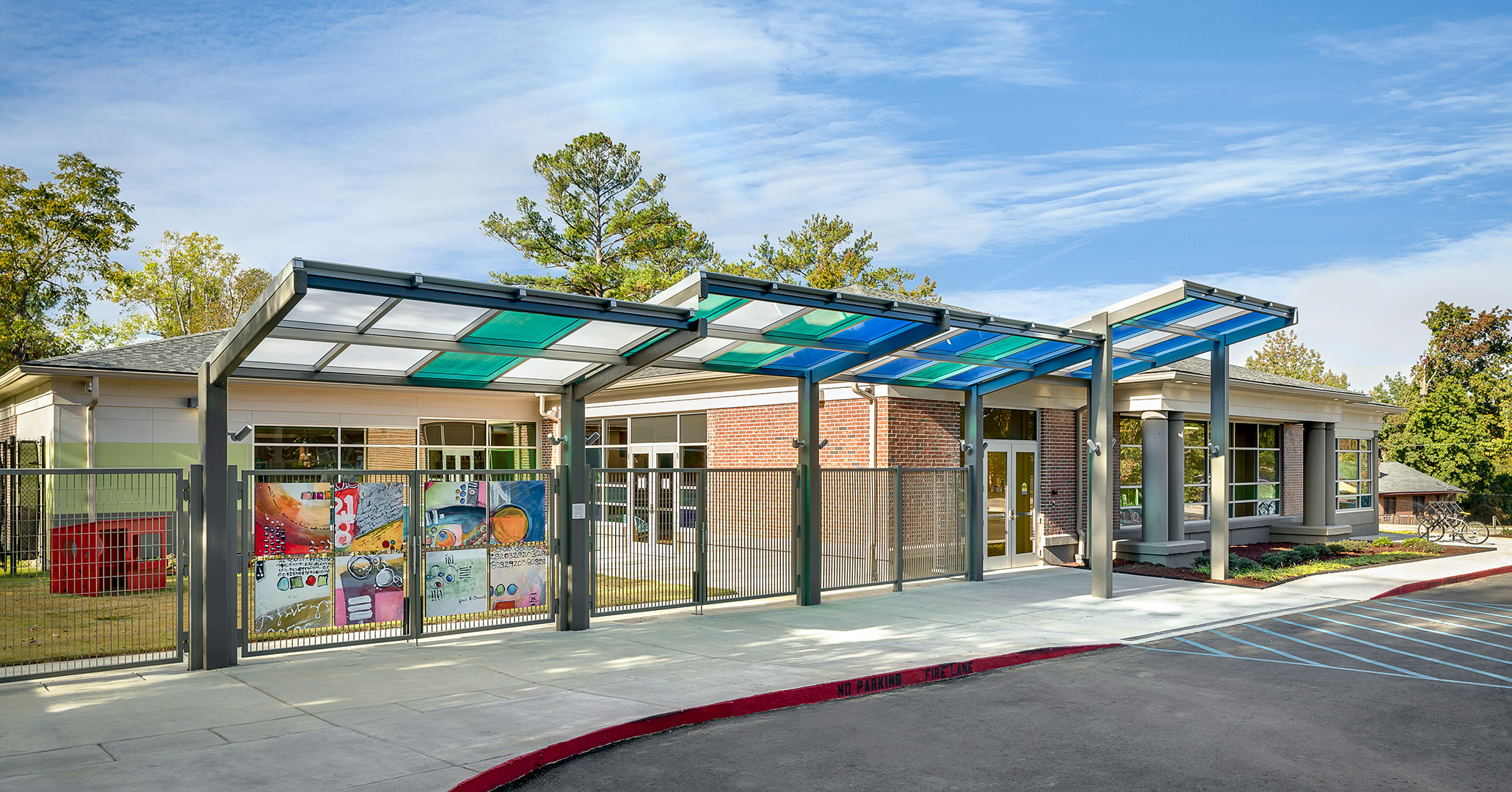 Richland County Library worked with Boudreaux to design modern exterior elements for Richland North Main Library.
