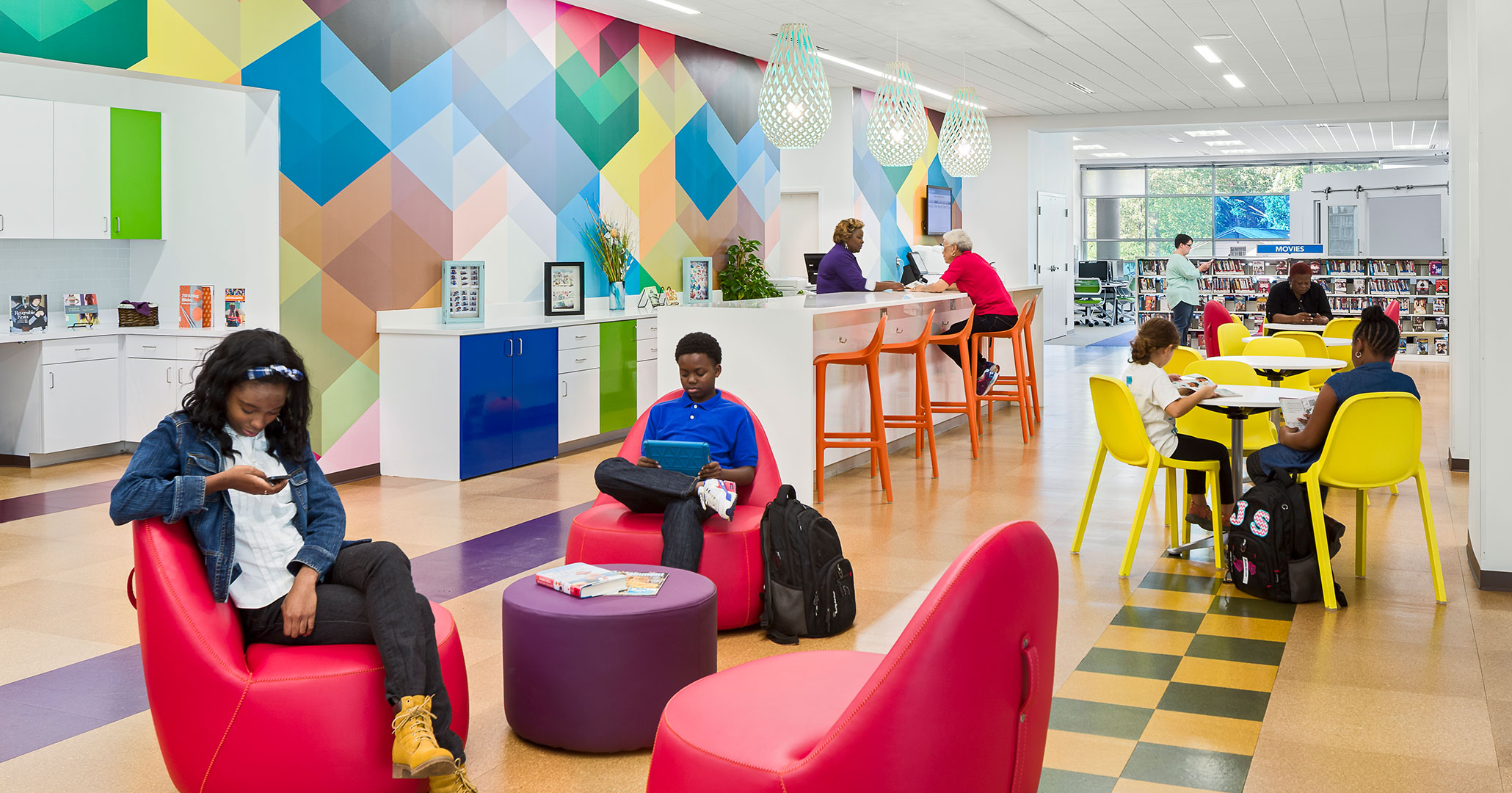 Richland County Library’s North Main location worked with Boudreaux to design colorful spaces.