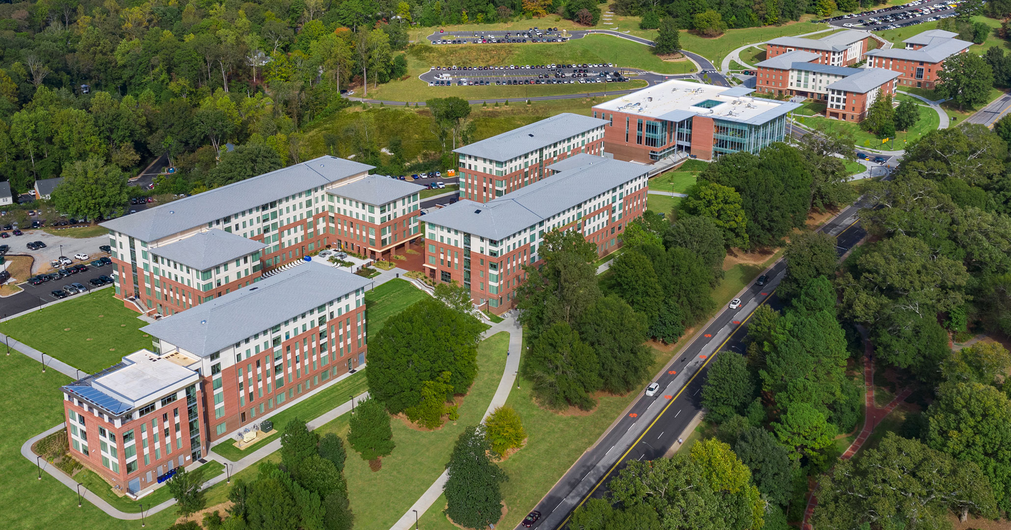 Boudreaux architects worked with Clemson University to incorporate Douthit Hills Student Hub into the campus landscape.