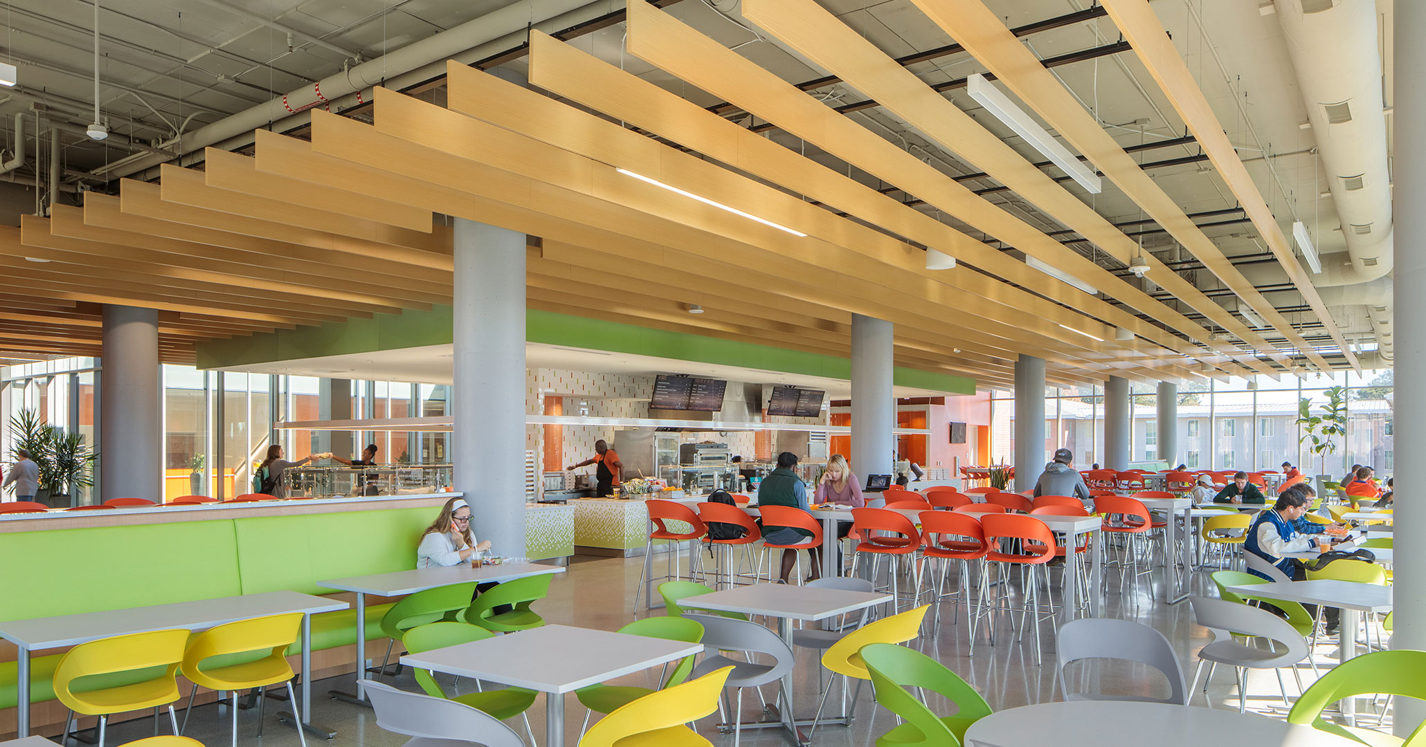 Clemson University worked with Boudreaux architects to design the café at Douthit Hills Student Hub.
